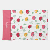 Roze rode en gele tomatenpatroon theedoek (Horizontaal)