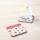 Roze rode en gele tomatenpatroonkeuken bier onderzetter (Rechterzijde)