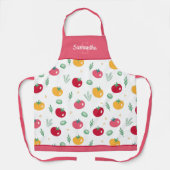 Roze rode en gele tomatenpatroonkeukenSchort Schort (Voorkant)