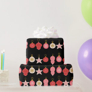 Roze, rode en gouden kerstsierpap cadeaupapier