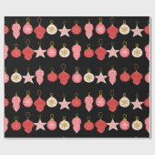 Roze, rode en gouden kerstsierpap cadeaupapier (Vlak)