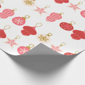 Roze, rode en gouden kerstversiering cadeaupapier (Hoek)