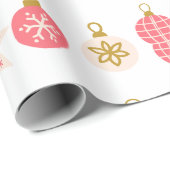 Roze, rode en gouden kerstversiering cadeaupapier (Rol Hoek)