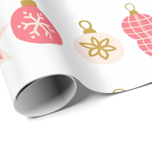 Roze, rode en gouden kerstversiering cadeaupapier (Rol Hoek)