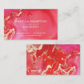 Roze, rode en gouden waterverf visitekaartje (Voorkant / Achterkant)
