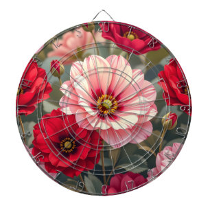 Roze, rode en mauve bloemen dartbord
