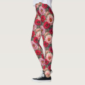 Roze, rode en mauve bloemen leggings (Links)