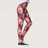 Roze, rode en mauve bloemen leggings (Rechts)