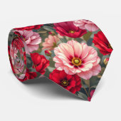 Roze, rode en mauve bloemen stropdas (Opgerold)
