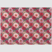 Roze, rode en mauve bloemen tissuepapier (Voorkant)
