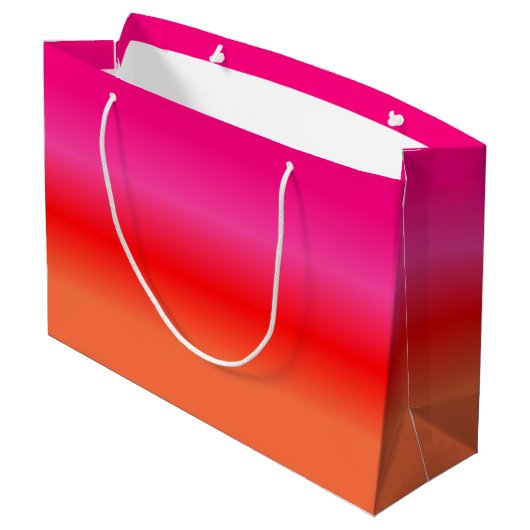 Roze, Rode en Oranje Gradient geschenkzak Large Cadeautasje (Achterkant Gekanteld)