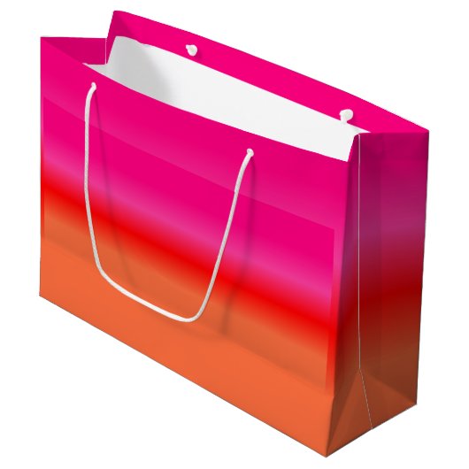 Roze, Rode en Oranje Gradient geschenkzak Large Cadeautasje (Voorkant Gekanteld)