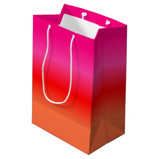 Roze, Rode en Oranje Gradient geschenkzak Medium Cadeauzakje (Achterkant Gekanteld)