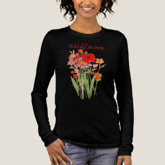 Roze, rode en oranje wilde bloemen tekst Tri-Blend shirt