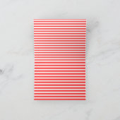 Roze Rode en Witte Eenvoudige Horizontale Strepen Bedankkaart (Binnen)