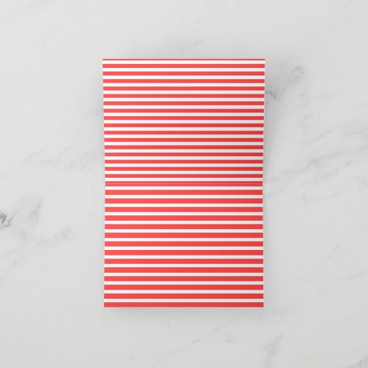 Roze Rode en Witte Eenvoudige Horizontale Strepen Bedankkaart (Binnen)