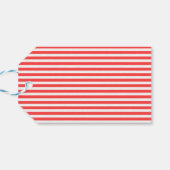 Roze Rode en Witte Eenvoudige Horizontale Strepen Cadeaulabel (Achterkant Horizontaal)