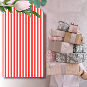 Roze Rode en Witte Eenvoudige Horizontale Strepen Cadeaulabel