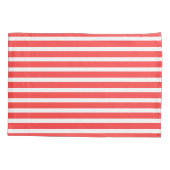 Roze Rode en Witte Eenvoudige Horizontale Strepen Kussensloop (Achterkant)