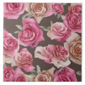  roze, rode en witte rozen tegeltje (Voorkant)