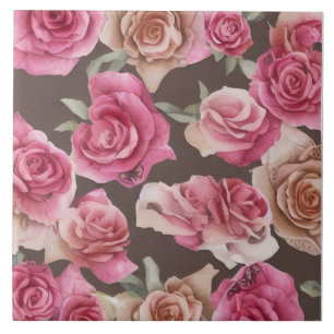 roze, rode en witte rozen tegeltje