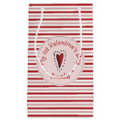Roze rode en witte strepen Baby's eerste Valentijn Klein Cadeauzakje (Voorkant)