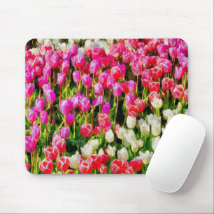 Roze rode en witte Tulips van Mt Vernon Muismat