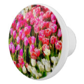 Roze rode en witte tulpen van Mt Vernon Keramische Knop (Rechts)
