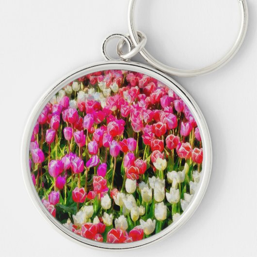 Roze rode en witte tulpen van Mt Vernon Sleutelhanger (Voorkant)
