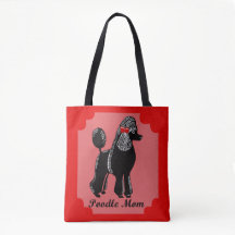 Roze, rode en zwarte Canvas tas poodle mam