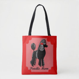 Roze, rode en zwarte Canvas tas poodle mam