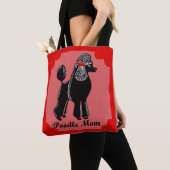 Roze, rode en zwarte Canvas tas poodle mam (Dichtbij)