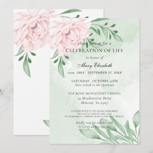 Roze rode eucalyptus oliage viering levensfestival kaart (Voorkant / Achterkant)