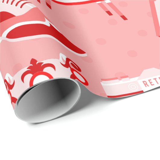 Roze rode flapper antiek nostalgie ouderwets cadeaupapier (Rol Hoek)