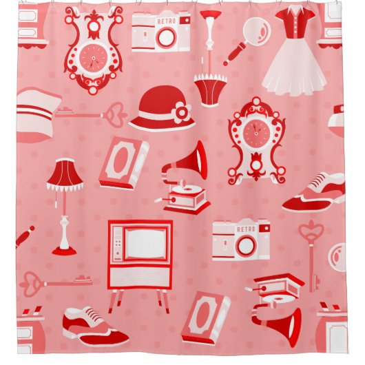 Roze rode flapper antiek nostalgie ouderwets douchegordijn (Voorkant)
