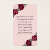  roze rode flora Funeral Prayer Kaart (Achterkant)