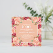 Roze Rode Floral 100e verjaardag van de Vrouwendag Kaart (Staand voorkant)