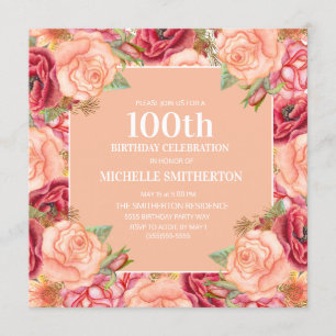 Roze Rode Floral 100e verjaardag van de Vrouwendag Kaart
