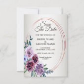 Roze rode Floral Geometrische Waterverf Weddenscha Save The Date (Voorkant)