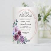 Roze rode Floral Geometrische Waterverf Weddenscha Save The Date (Staand voorkant)