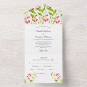 Roze rode Floral in één uitnodiging (Binnen)