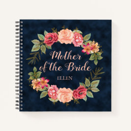 Roze Rode Floral marineblauw Moeder Berichten Wedd Notitieboek