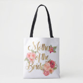 Roze Rode Floral Moeder van de Bride Canvas tas (Voorkant)