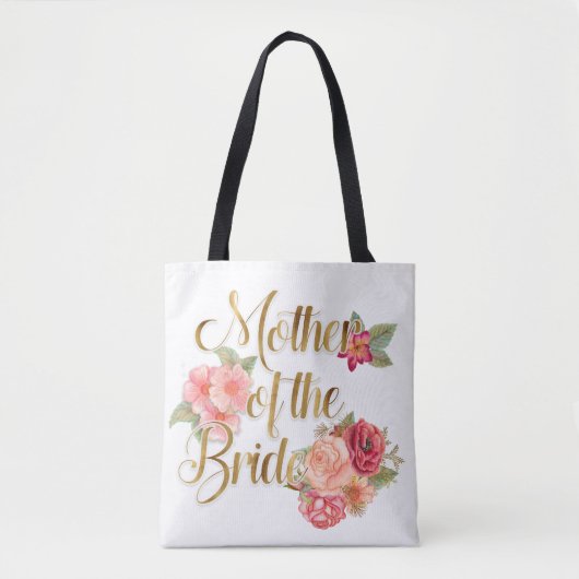 Roze Rode Floral Moeder van de Bride Canvas tas (Voorkant)