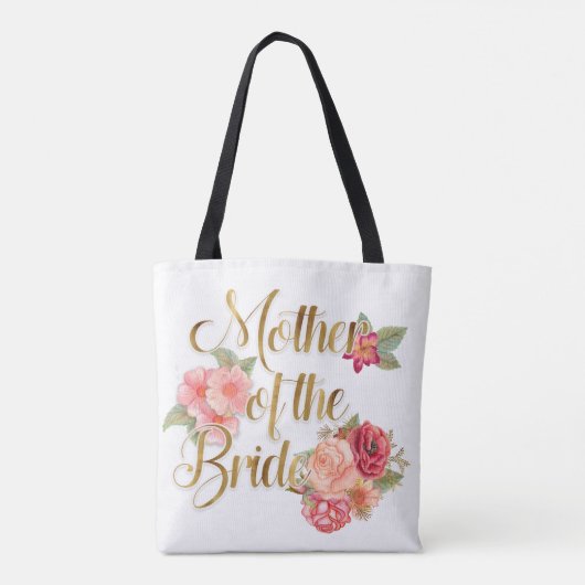 Roze Rode Floral Moeder van de Bride Canvas tas (Achterkant)