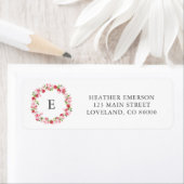 Roze Rode Floral Monogram Weddenschap Rendement Ad Etiket (Insitu)