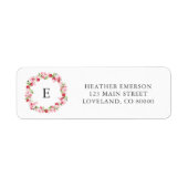 Roze Rode Floral Monogram Weddenschap Rendement Ad Etiket (Voorkant)