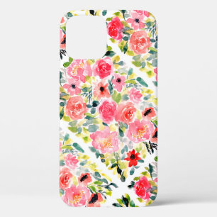 Roze rode Floral Waterverf Hoesje-Mate iPhone Case-Mate iPhone Case