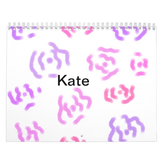 Roze rode florale waterverf voegt naamtekst modern kalender (Hoes)