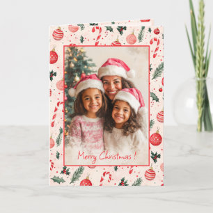 Roze rode foto Schattigee kerst Kaart
